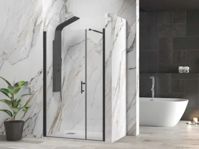 Καμπίνα ντουζιέρας από Τοίχο σε Τοίχο με Διαφανές Κρύσταλλο ασφαλείας S 5 CL Black Matt 120cm.