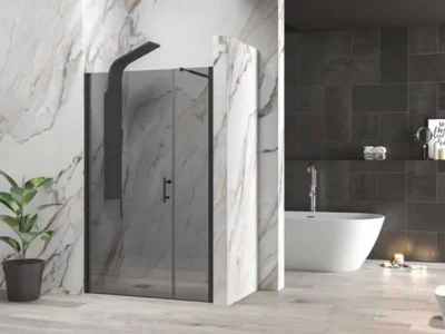 Καμπίνα ντουζιέρας από Τοίχο σε Τοίχο με Διαφανές Κρύσταλλο ασφαλείας S 5-A FU Black Matt 165cm.