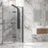Καμπίνα ντουζιέρας από Τοίχο σε Τοίχο με Διαφανές Κρύσταλλο ασφαλείας Tinos CL-400 Black Matt 130cm.