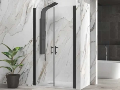 Καμπίνα ντουζιέρας από Τοίχο σε Τοίχο με Διαφανές Κρύσταλλο ασφαλείας SS 28 CL Black Matt 70cm.