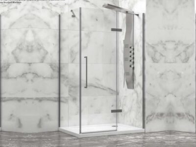 Ορθογώνια καμπίνα ντουζιέρας με Διαφανές κρύσταλλο ασφαλείας Tinos 100 CL Inox Brushed 80x90cm