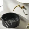 Επιτραπέζιος πέτρινος νιπτήρας μπάνιου Luno Marquina Nero DC-42-400 Φ42cm.