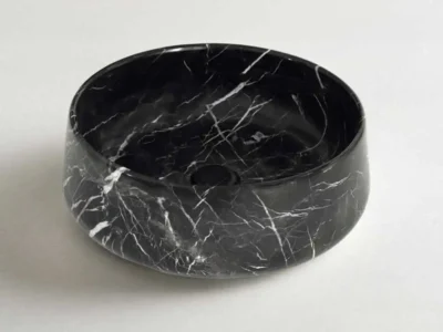 Επιτραπέζιος πέτρινος νιπτήρας μπάνιου Opus Marquina Nero DR-42-400 Φ42cm.