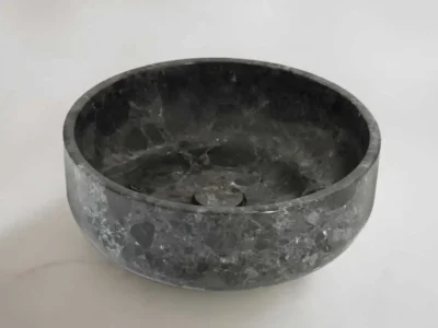 Επιτραπέζιος πέτρινος νιπτήρας μπάνιου Thalo Breccia Grey DR-39-425 Φ39cm.